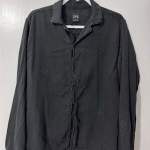 Zara Charcoal Button-Up Shirt